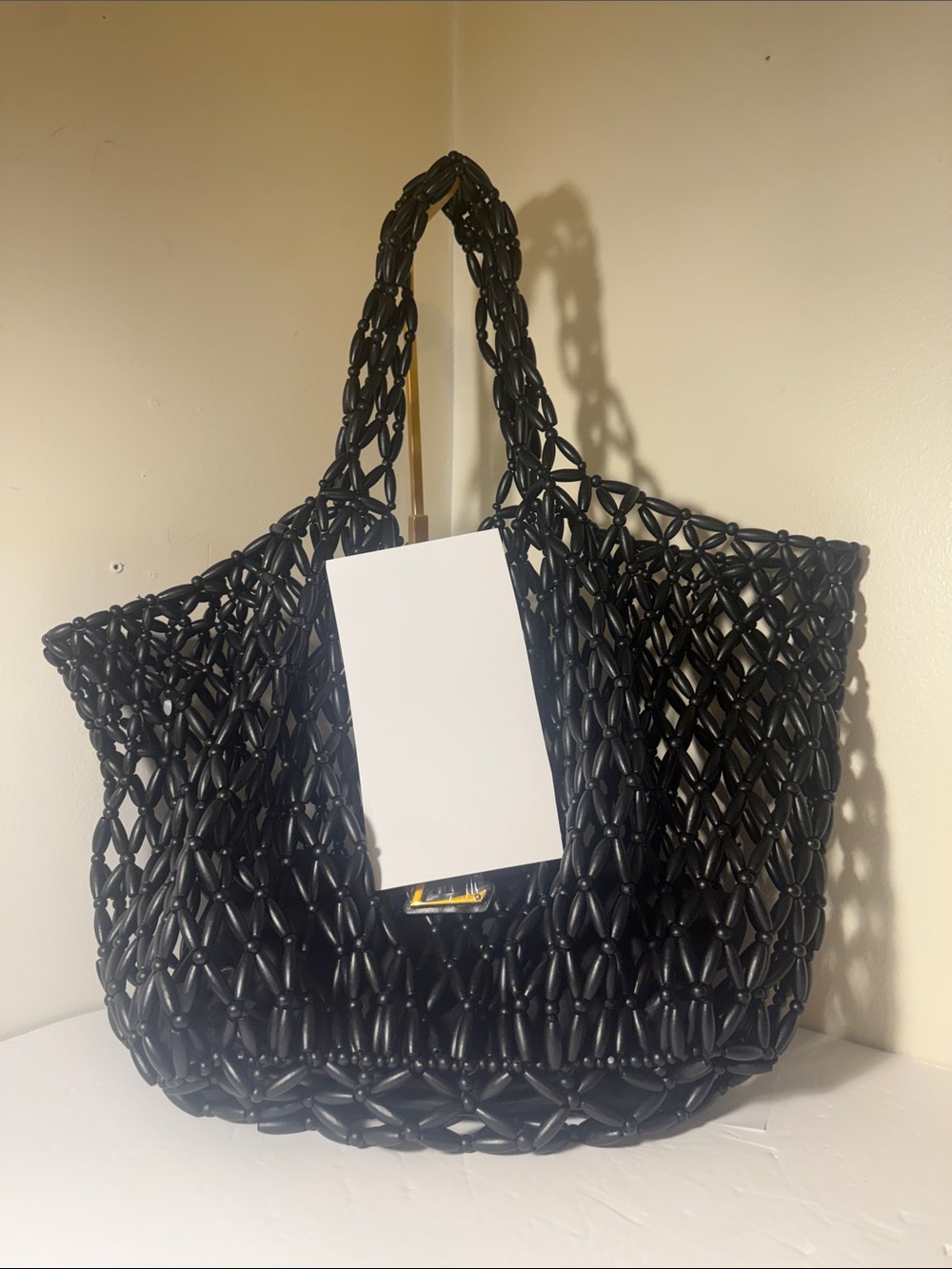 Women's Black Woven Tote Bag - Stylish Everyday Carry
